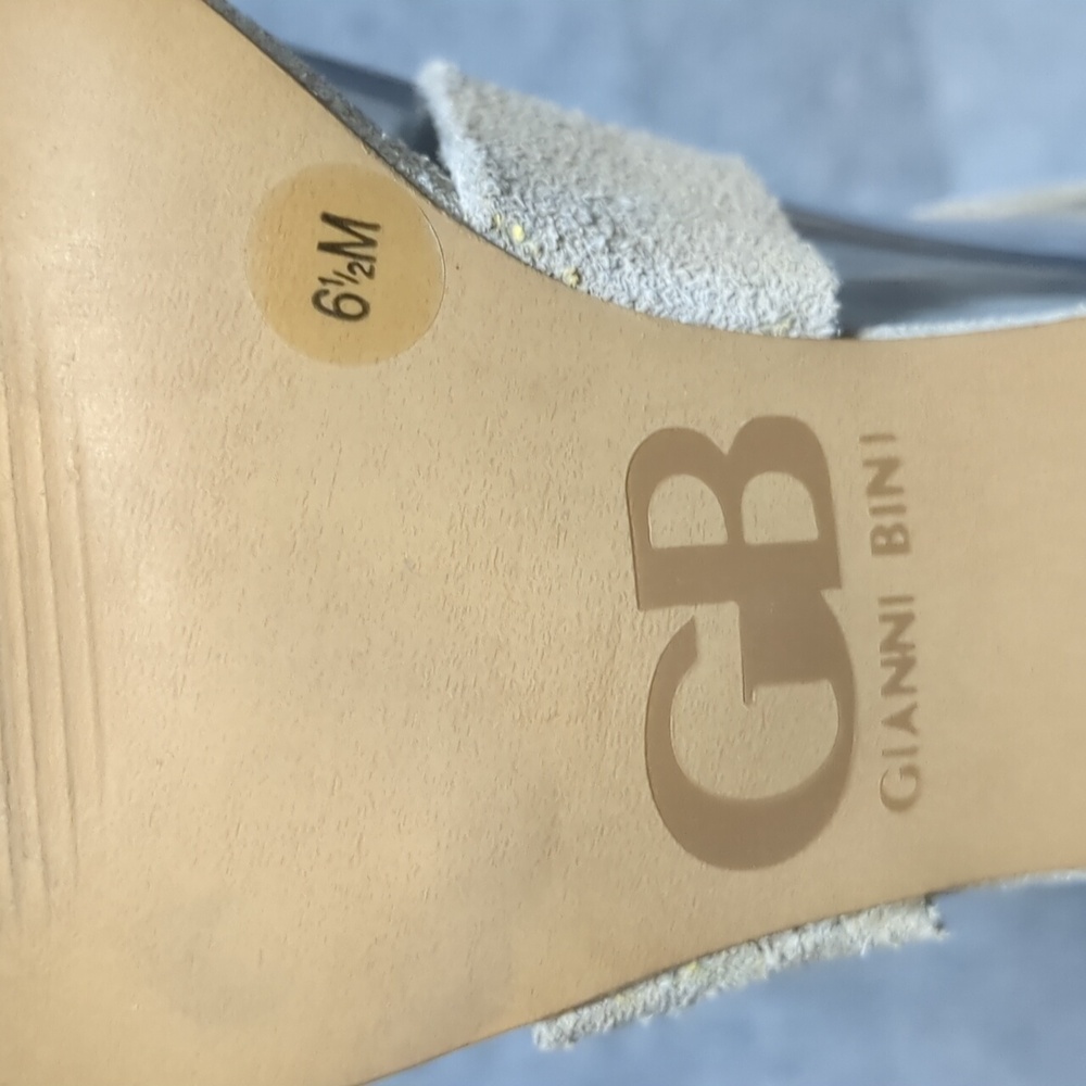 Gianni Bini Sand Suede Ankle Tie Block Heel Sandal Size 6.5 - Picture 11 of 12